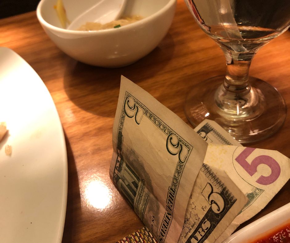 tip left on table